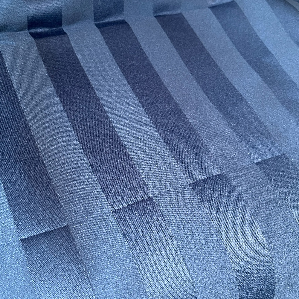Brocade Satin Stripe Fabric, Dark Blue/Navy, 3 Yards